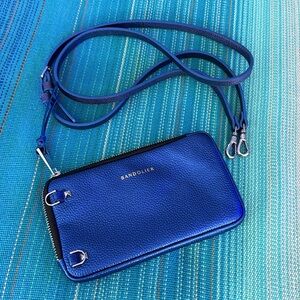 Bandolier Pebble Leather Expanded Zip Blue Pouch